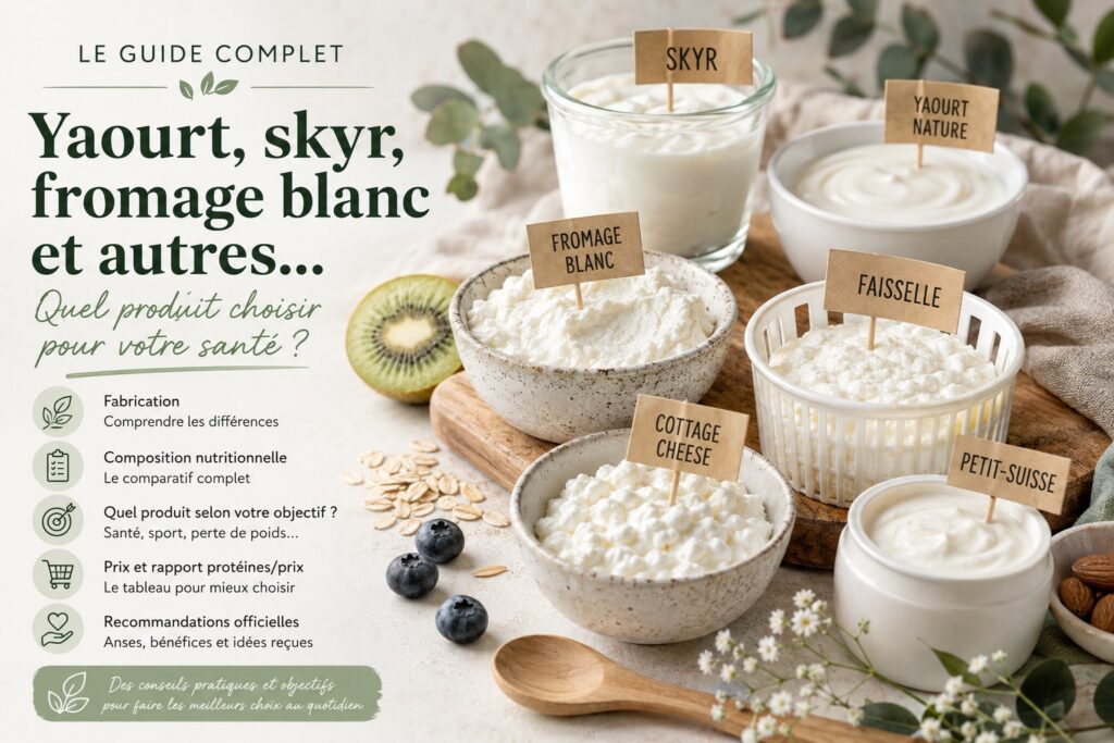 Bol de fromage blanc nature riche en protéines avec fruits frais