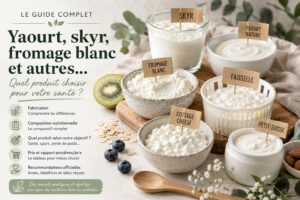 Bol de fromage blanc nature riche en protéines avec fruits frais
